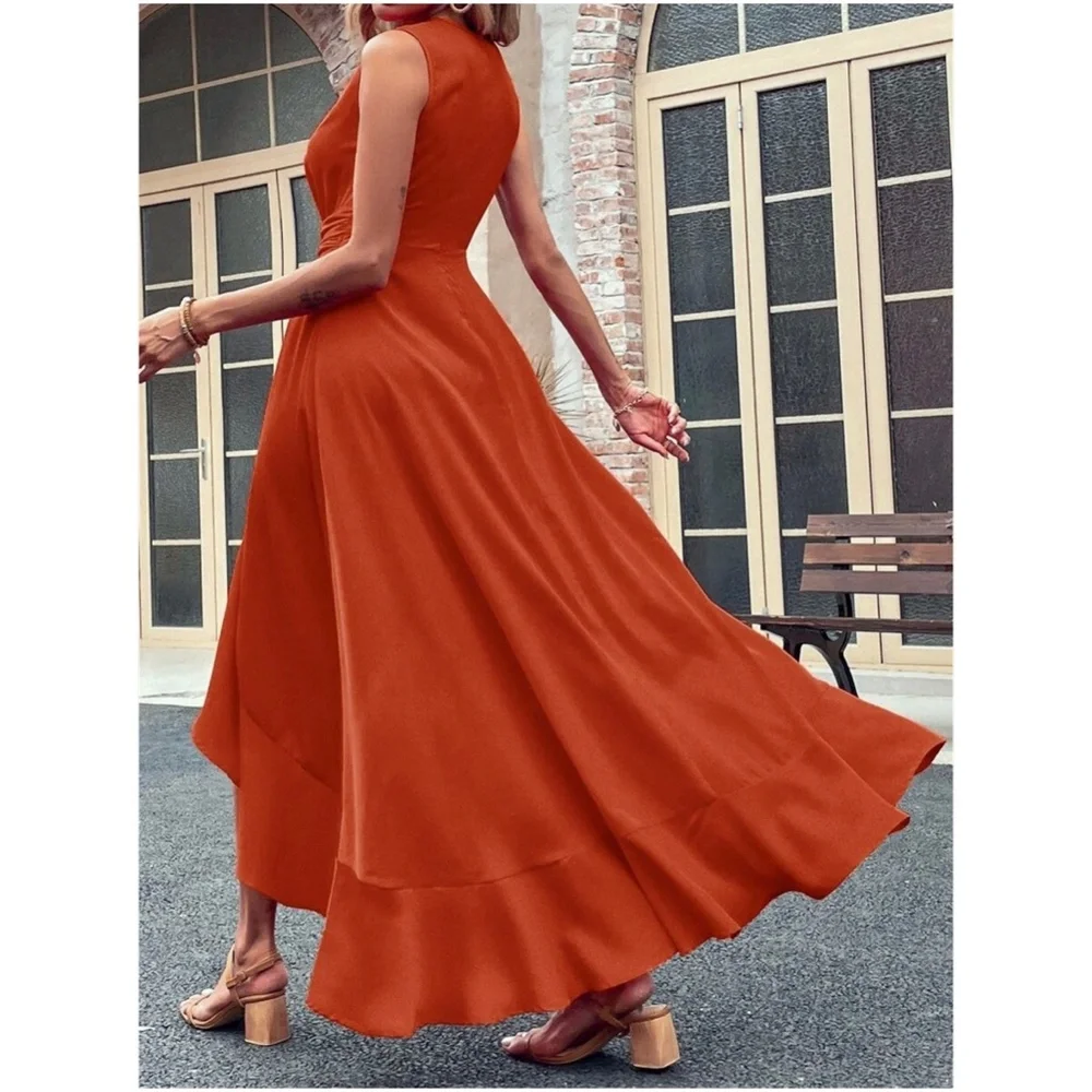Boho Sleeveless High Low Ruffle Maxi Dress - Picture 9 of 14